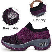 1 x RAW Customer Returns Women Hypersoft Sneakers Walking Shoes - Mesh Trainers Slip On Sock Air Cushion Lady Modern Shoes Platform Loafer Grey 4.5 UK - RRP £9.98