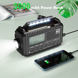 1 x RAW Customer Returns Dab Wind Up Radio, 5000 mAh Solar Powered Emergency Radio with SOS Alarm, Hand Crank Radio with USB Phone Charger, Portable Dab Radio with Flashlight, Headphone Jack and Dual Alarm for Camping - RRP £43.73