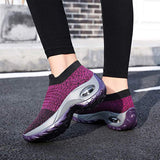 1 x RAW Customer Returns Women Hypersoft Sneakers Walking Shoes - Mesh Trainers Slip On Sock Air Cushion Lady Modern Shoes Platform Loafer Grey 4.5 UK - RRP £9.98