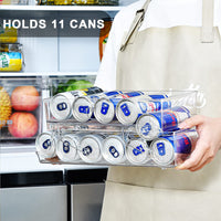 1 x RAW Customer Returns LIVAZIO Rolling Can Dispenser Stackable Fridge Storage Drawer Organiser Can Holder Container Drink Dispenser Organiser for Fridge Drawer Kitchen Cupboard Pantry Countertop Storage Organiser,Large - RRP £19.99
