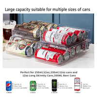 1 x RAW Customer Returns LIVAZIO Rolling Can Dispenser Stackable Fridge Storage Drawer Organiser Can Holder Container Drink Dispenser Organiser for Fridge Drawer Kitchen Cupboard Pantry Countertop Storage Organiser,Large - RRP £19.99