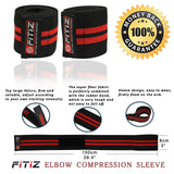 1 x RAW Customer Returns FITIZ Elbow Sleeves Weightlifting Elbow Wraps Heavy Duty Elbow Support Sleeves for Workout Elbow Brace Support Protector for Gym Bodybuilding Cross Training - RRP £12.99
