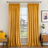 1 x RAW Customer Returns Woaboy Pencil Pleat Velvet Mustard Curtains 90x90 for Living Room Luxury Soft Drapes for Bedroom Window Treatment for Thermal Insulated Room Darkening Mustard Yellow, 2 Panels - RRP £59.99
