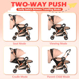 1 x RAW Customer Returns Polegas Baby Pushchair, Lightweight Foldable Stroller, Pram with Extra-Large Hood,Mosquito Net, Five-Point Harness, Upgraded Wheels, Suitable from Birth to Approx. 3 Years 0-15 kg  - RRP £94.99