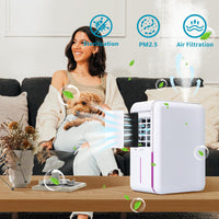 1 x RAW Customer Returns Hoomace 3 In 1 Small Humidifier Dehumidifier Combo With Air Filtration, Humidifiers Dehumidifier For Home Bedroom With Drain Hose Temperature Display,4 Modes,7 Color LED Lights,Timer Set  - RRP £49.99