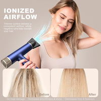1 x RAW Customer Returns YAPOY Professional Hair Dryer with Diffuser Fast Drying 200 Million Ionic Blow Dryer with 110, 000 RPM High-Speed No Heat Damage Intelligent Thermo-Control Low Noise - Blue - RRP £79.99