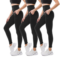 1 x RAW Customer Returns SINOPHANT High Waisted Leggings with Pockets for Women, Buttery Soft Elastic Opaque Tummy Control Stretchy Yoga Pants Trousers 3 Pack, Black,S-M - RRP £22.99