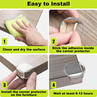 1 x RAW Customer Returns ECHOCUBE Corner Protectors for Kids, 30 PCS Transparent Table Edge Protectors with Strong 3M Adhesive Tapes, Baby Proofing Safety Corner Guard for Furniture Sharp Corners - R Shape - RRP £8.99