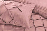 1 x RAW Customer Returns Pintuck Pink Duvet Cover Set 3 Pieces Pinch Pleat Microfiber Bedding Covers Hotel Quality Quilt Bed Sets with Pillowcases Double King Super King Size - RRP £21.99