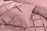 1 x RAW Customer Returns Pintuck Pink Duvet Cover Set 3 Pieces Pinch Pleat Microfiber Bedding Covers Hotel Quality Quilt Bed Sets with Pillowcases Double King Super King Size - RRP £21.99