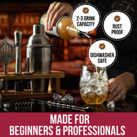 1 x Brand New 550mL Cocktail Shaker Set with Bamboo Stand - 12pc Cocktail Making Set, Cocktail Shakers Bar Shaker Set with Bar Accessories - Perfect Bartender Kit for Home Bar - Great Cocktail Gift Set - Cresimo - RRP £19.95
