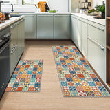 1 x RAW Customer Returns MIQEBX 2 Pcs Kitchen Rugs and Mats, Anti Fatigue Kitchen Rug Sets,Comfort Floor Mats Washable Non Slip Kitchen Rug Runner for Office Sink Laundry Geometry C, 40x120cm 40x60cm  - RRP £20.99