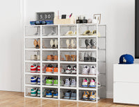 1 x RAW Customer Returns HOMIDEC Shoe Storage Box,12 pcs Stackable Shoe Boxes Clear Plastic Shoe Organizer Shoe Containers with Lids for Women Men,Fit up to UK 9.5,White - RRP £27.98