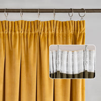 1 x RAW Customer Returns Woaboy Pencil Pleat Velvet Mustard Curtains 90x90 for Living Room Luxury Soft Drapes for Bedroom Window Treatment for Thermal Insulated Room Darkening Mustard Yellow, 2 Panels - RRP £59.99