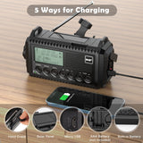 1 x RAW Customer Returns Dab Wind Up Radio, 5000 mAh Solar Powered Emergency Radio with SOS Alarm, Hand Crank Radio with USB Phone Charger, Portable Dab Radio with Flashlight, Headphone Jack and Dual Alarm for Camping - RRP £43.73