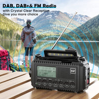 1 x RAW Customer Returns Dab Wind Up Radio, 5000 mAh Solar Powered Emergency Radio with SOS Alarm, Hand Crank Radio with USB Phone Charger, Portable Dab Radio with Flashlight, Headphone Jack and Dual Alarm for Camping - RRP £43.73