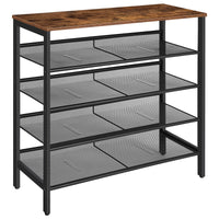 1 x RAW Customer Returns HOOBRO Shoe Rack, 5-Tier Shoe Organizer Shelf, 75 x 30 x 85 cm, with Flat or Slant Adjustable Shelf, Sturdy and Stable, Shoe Storage Organiser for Entryway, Hallway, Industrial, Rustic Brown EBF01XJ01 - RRP £55.99