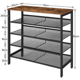 1 x RAW Customer Returns HOOBRO Shoe Rack, 5-Tier Shoe Organizer Shelf, 75 x 30 x 85 cm, with Flat or Slant Adjustable Shelf, Sturdy and Stable, Shoe Storage Organiser for Entryway, Hallway, Industrial, Rustic Brown EBF01XJ01 - RRP £55.99