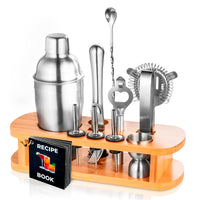 1 x Brand New 550mL Cocktail Shaker Set with Bamboo Stand - 12pc Cocktail Making Set, Cocktail Shakers Bar Shaker Set with Bar Accessories - Perfect Bartender Kit for Home Bar - Great Cocktail Gift Set - Cresimo - RRP £19.95