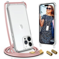 4 x Brand New UYMO Handykette H lle mit Band F r iPhone 14 Pro 6.1 - mit 2 St ck Schutzfolie kameraschutz Glas, Necklace Transparent Handyh lle Case mit Schnur Abnehmbar,Schutzh lle zum Umh ngen Kordel, Ros gold - RRP £43.28