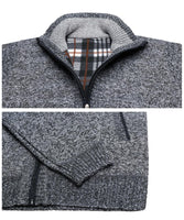 1 x Brand New KTWOLEN Mens Fleece Lined Cardigans Classic Full Zip Sweater Stand Collar Jumper Casual Knitted Jackets Long Sleeve Knitwear Winter Warm Coat, Charcoal, XXL - RRP £35.99