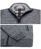 1 x Brand New KTWOLEN Mens Fleece Lined Cardigans Classic Full Zip Sweater Stand Collar Jumper Casual Knitted Jackets Long Sleeve Knitwear Winter Warm Coat, Charcoal, XXL - RRP £35.99