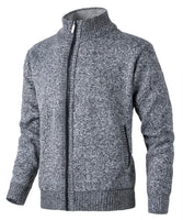 1 x Brand New KTWOLEN Mens Fleece Lined Cardigans Classic Full Zip Sweater Stand Collar Jumper Casual Knitted Jackets Long Sleeve Knitwear Winter Warm Coat, Charcoal, XXL - RRP £35.99