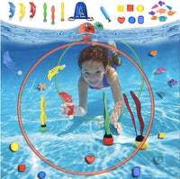 33 x Brand New Fox Bunny 24-Piece Diving Pool Toys Set - Swim Through Rings, Seaweed, Diamonds, and Dolphins - Perfect for Summer Fun and Swim Training for Kids and Adults - RRP £528
